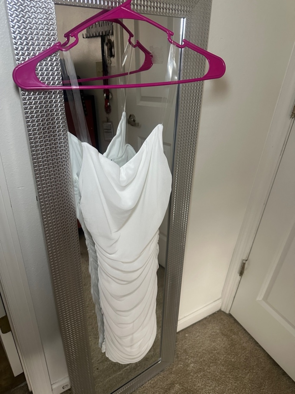Fashion Nova White Strapless Draped Bodycon Dress